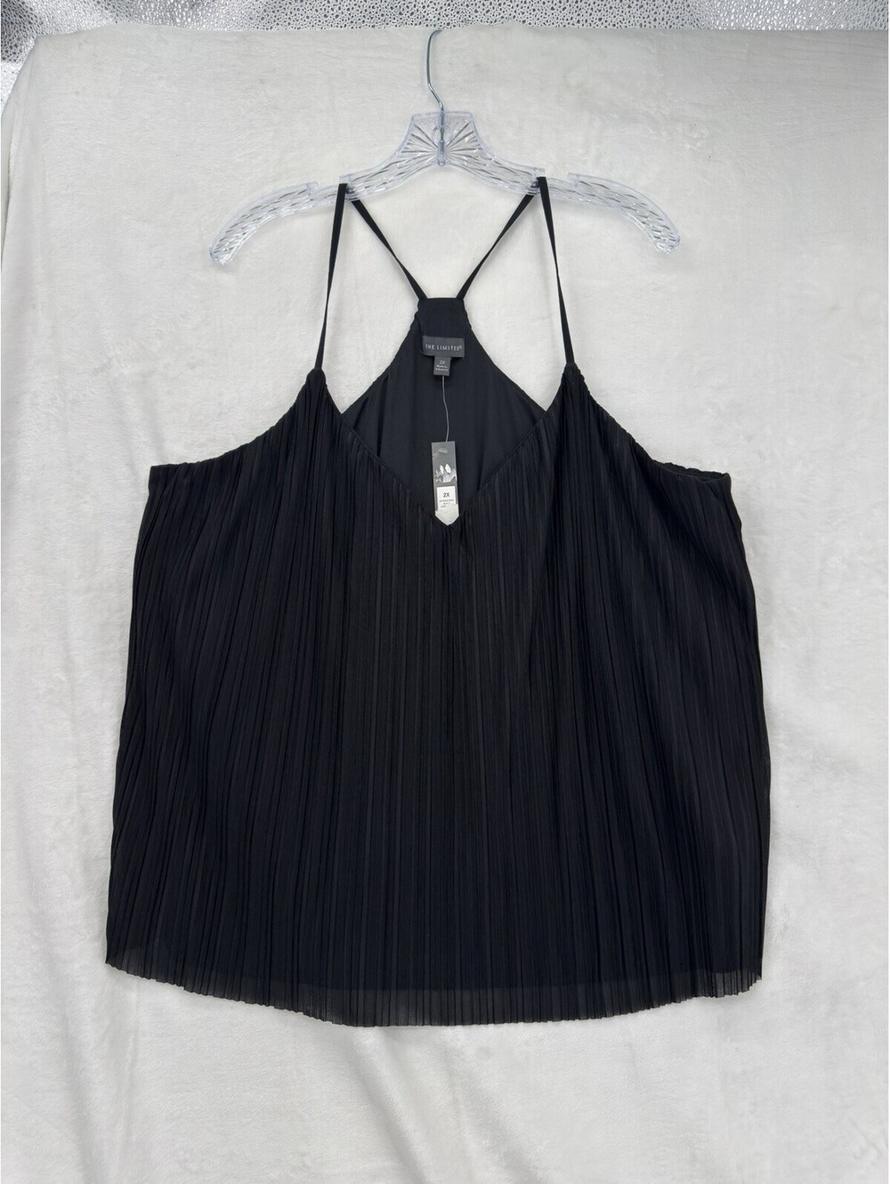 The Limited Top 2X Womens Black Cami Pleated Camisole New NWT
